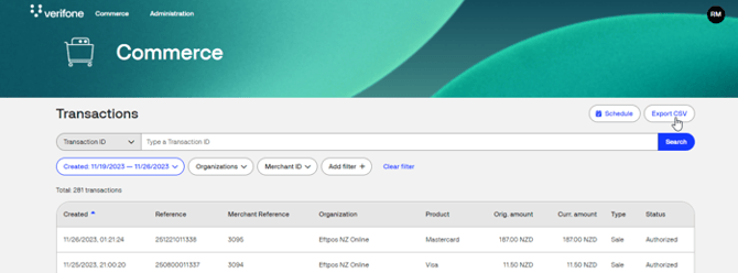 Export CSV