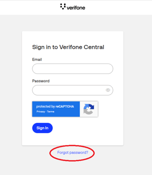 Verifone Central Forgot Password